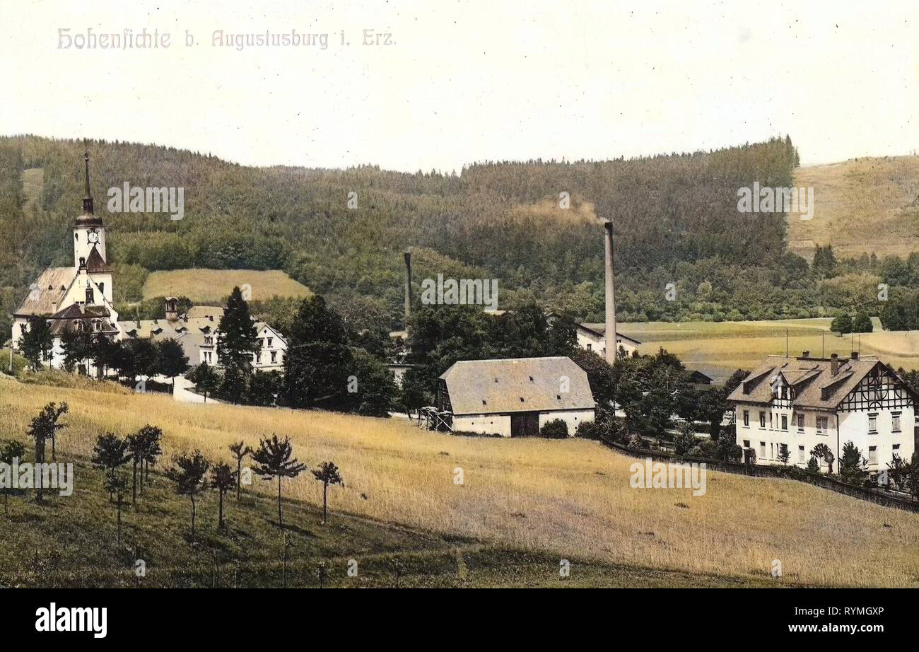 Churches in Leubsdorf (Sachsen), 1908, Landkreis Mittelsachsen, Hohenfichte, Germany Stock Photo