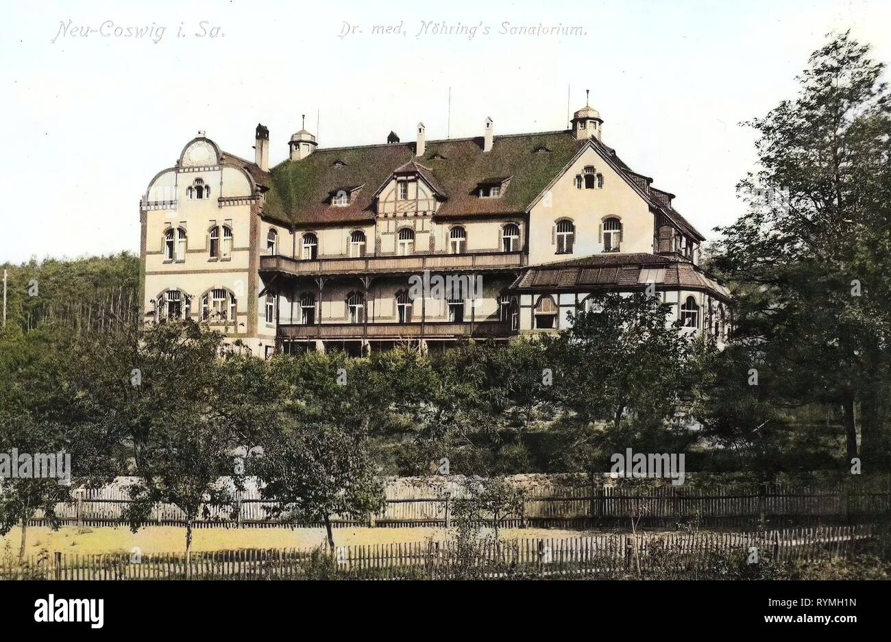 Spa buildings in Saxony, Buildings in Coswig, 1908, Landkreis Meißen, Coswig, Dr. med. Nöhrings, Sanatorium, Germany Stock Photo