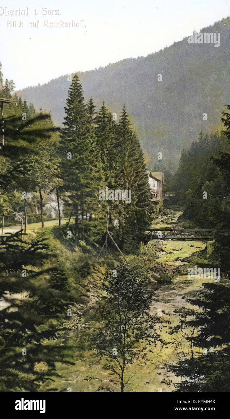 Hotels in Goslar, Oker (Aller), 1908, Lower Saxony, Okertal, Romkerhall, Germany Stock Photo