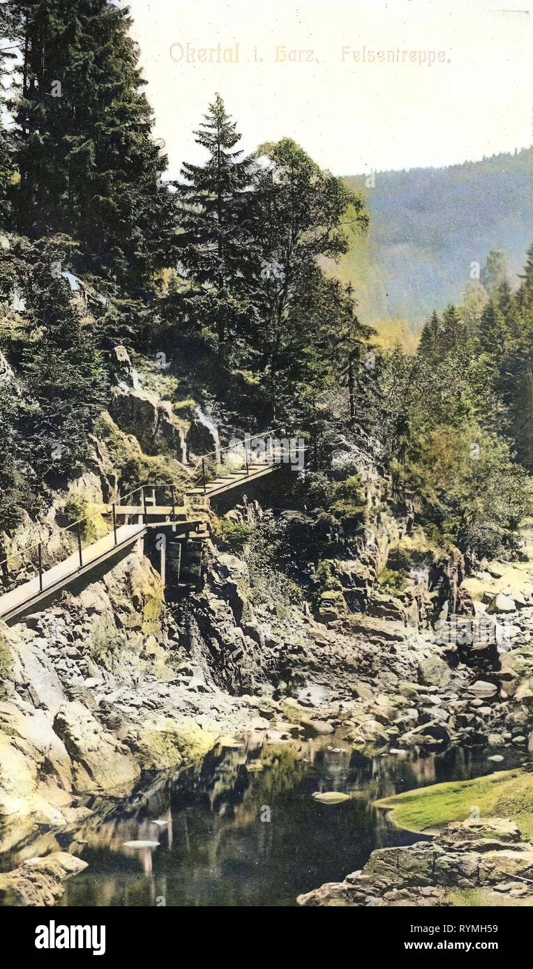Oker (Aller), Mountains of Harz, 1908, Lower Saxony, Okertal, Felsentreppe, Germany Stock Photo
