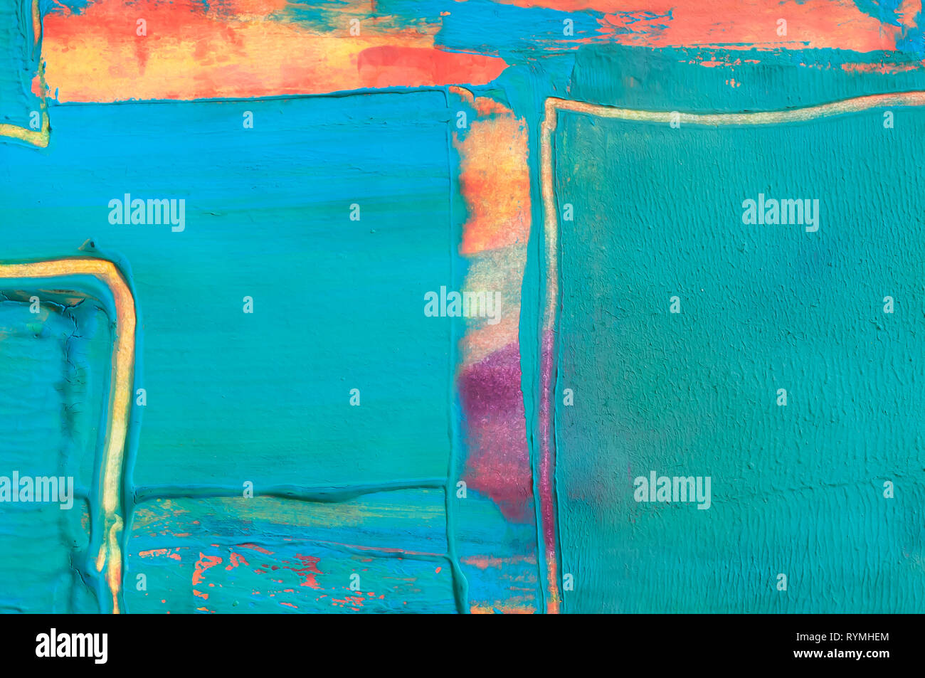 Abstract painting, orange green blue Stock Photo Alamy
