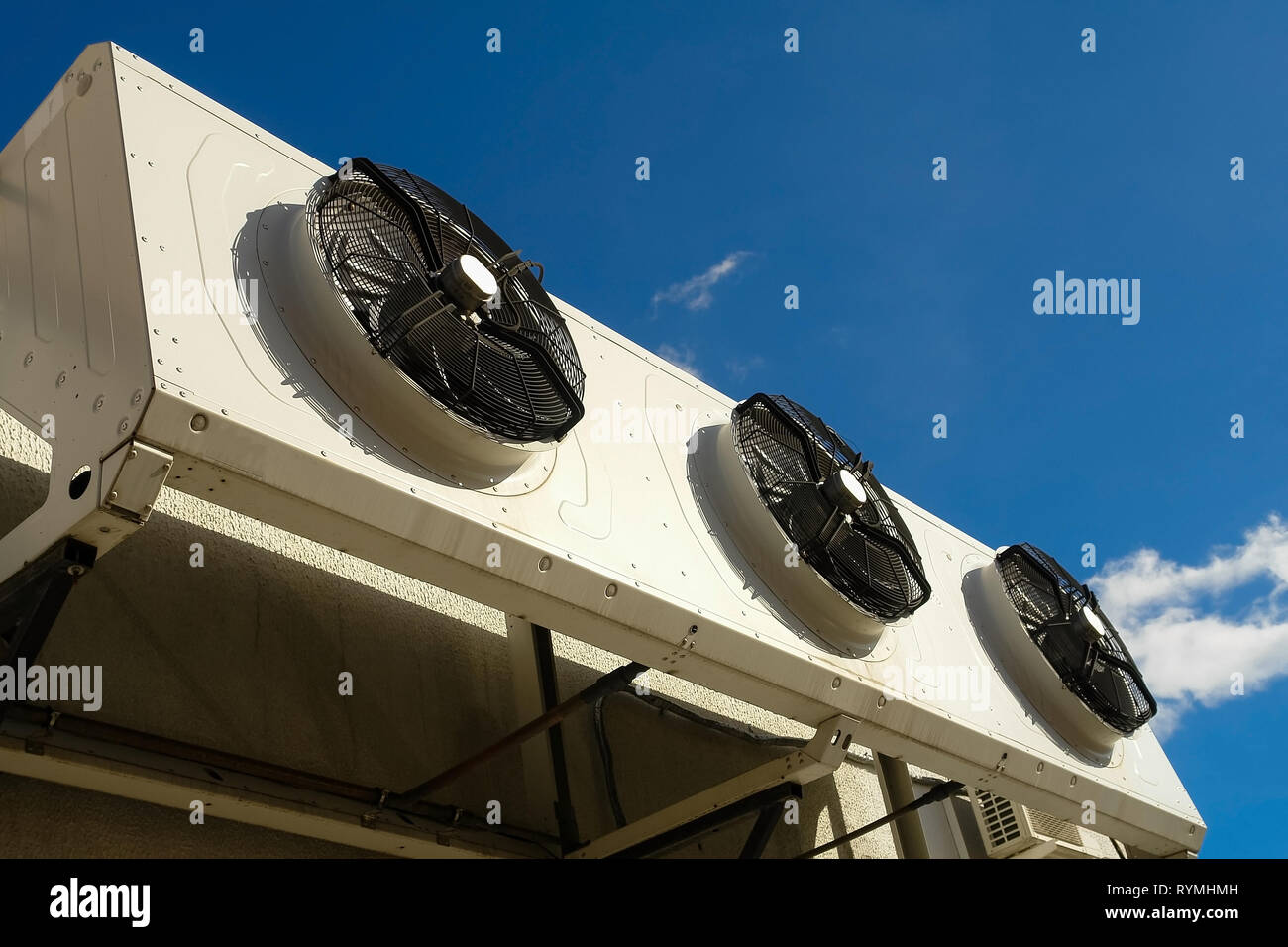 Industrial air conditioning system on the wall outdoors Stock Photo Alamy