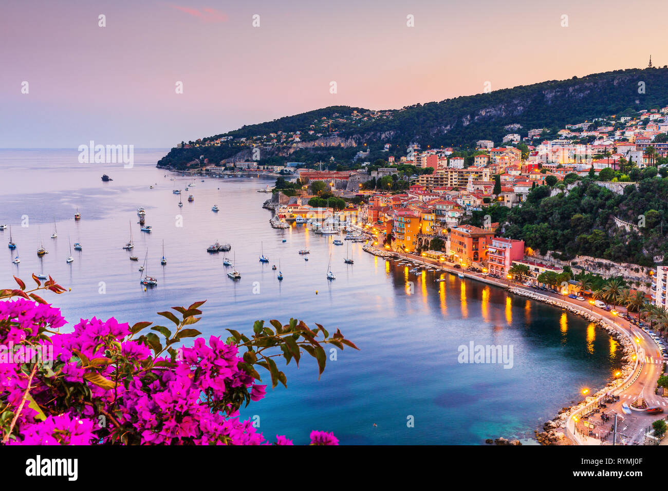 Villefranche sur Mer, France. Seaside town on the French Riviera (or Côte d'Azur). Stock Photo
