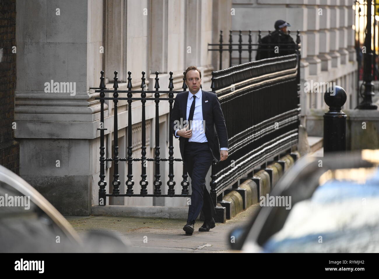 Health Secretary Matt Hancock, arrives for a meeting at 10 Downing Street, London. Stock Photo