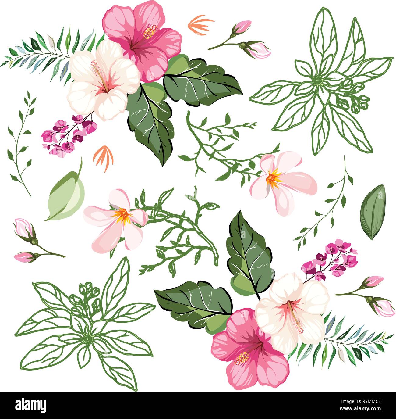 Seamless flowers with leaves seamless pattern Stock Vector Image & Art ...