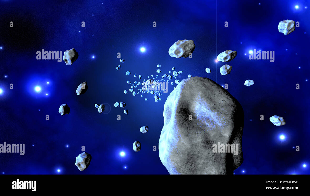 3D Illustration of Asteroids floating in space Stock Photo - Alamy