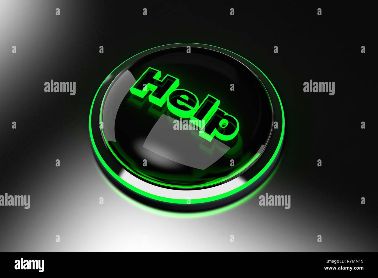 3D rendered illustration of a glowing Help button Stock Photo - Alamy