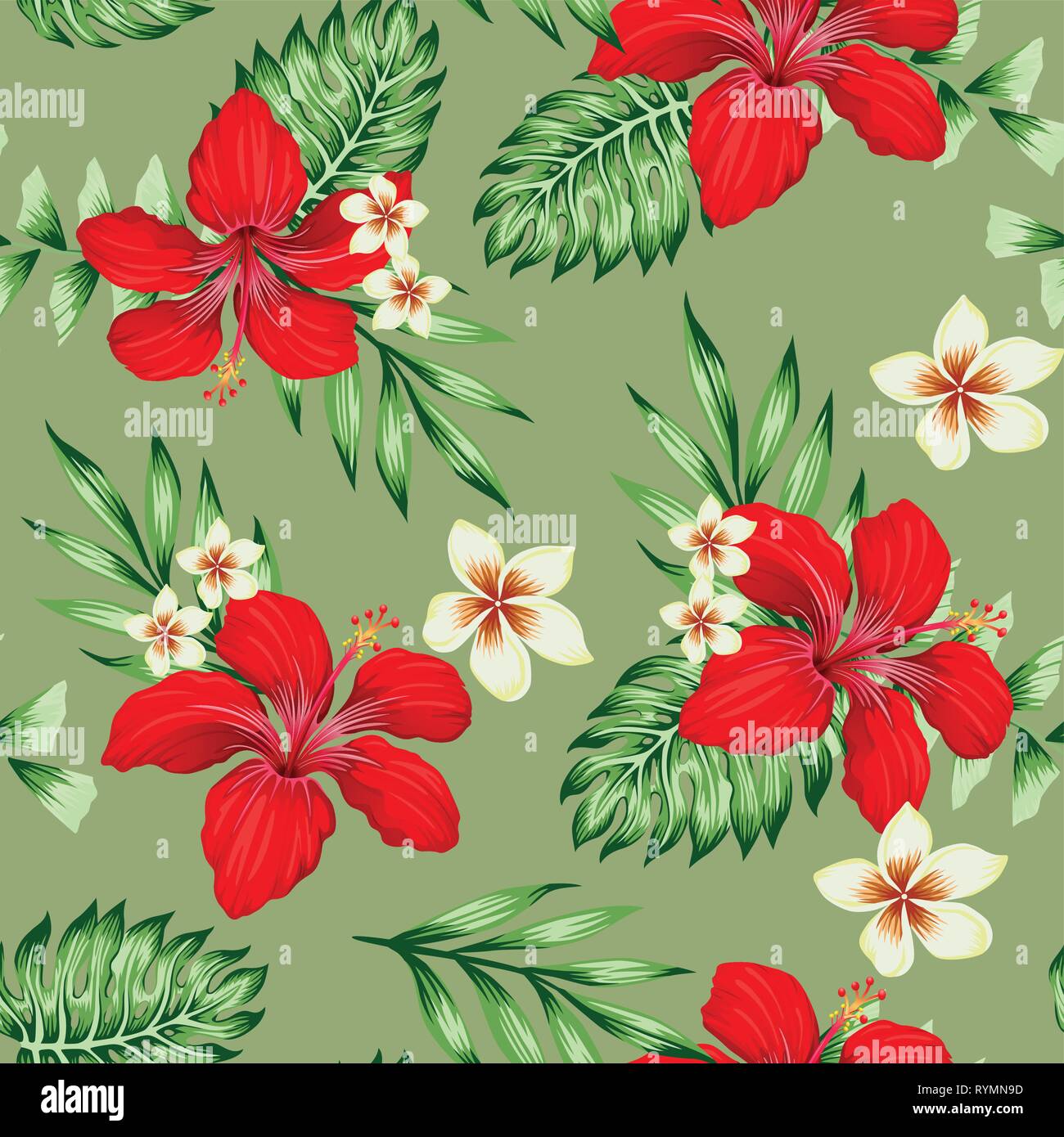 Seamless flowers with leaves seamless pattern Stock Vector Image & Art ...