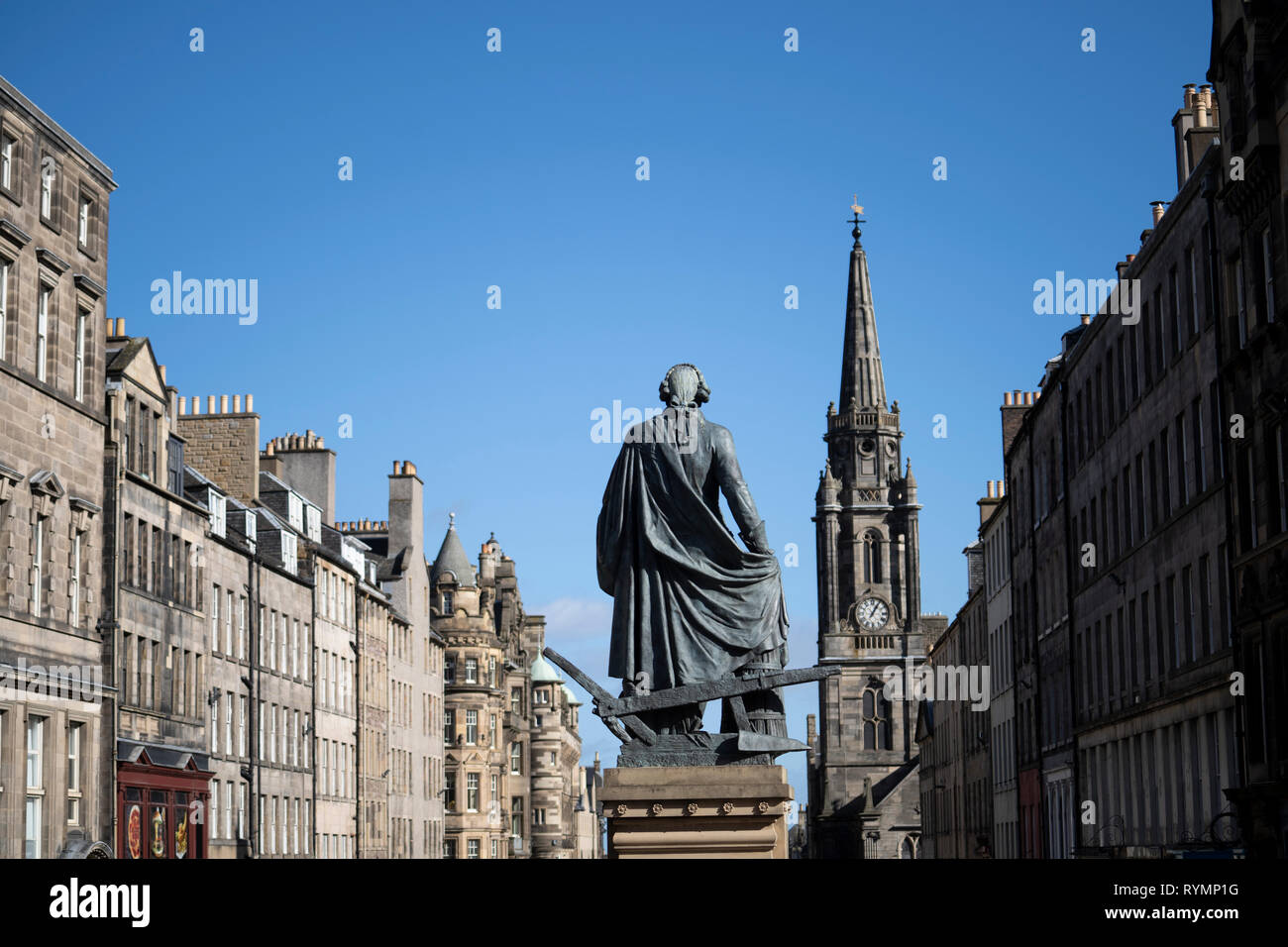 Adam Smith statue on royal Mile in Edinburgh Old Town, Scotland, UK ...