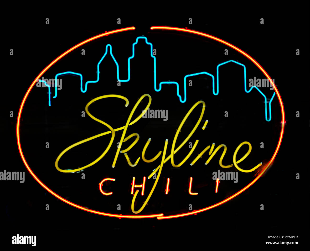 Skyline Chili neon sign Cincinnati Ohio Stock Photo Alamy