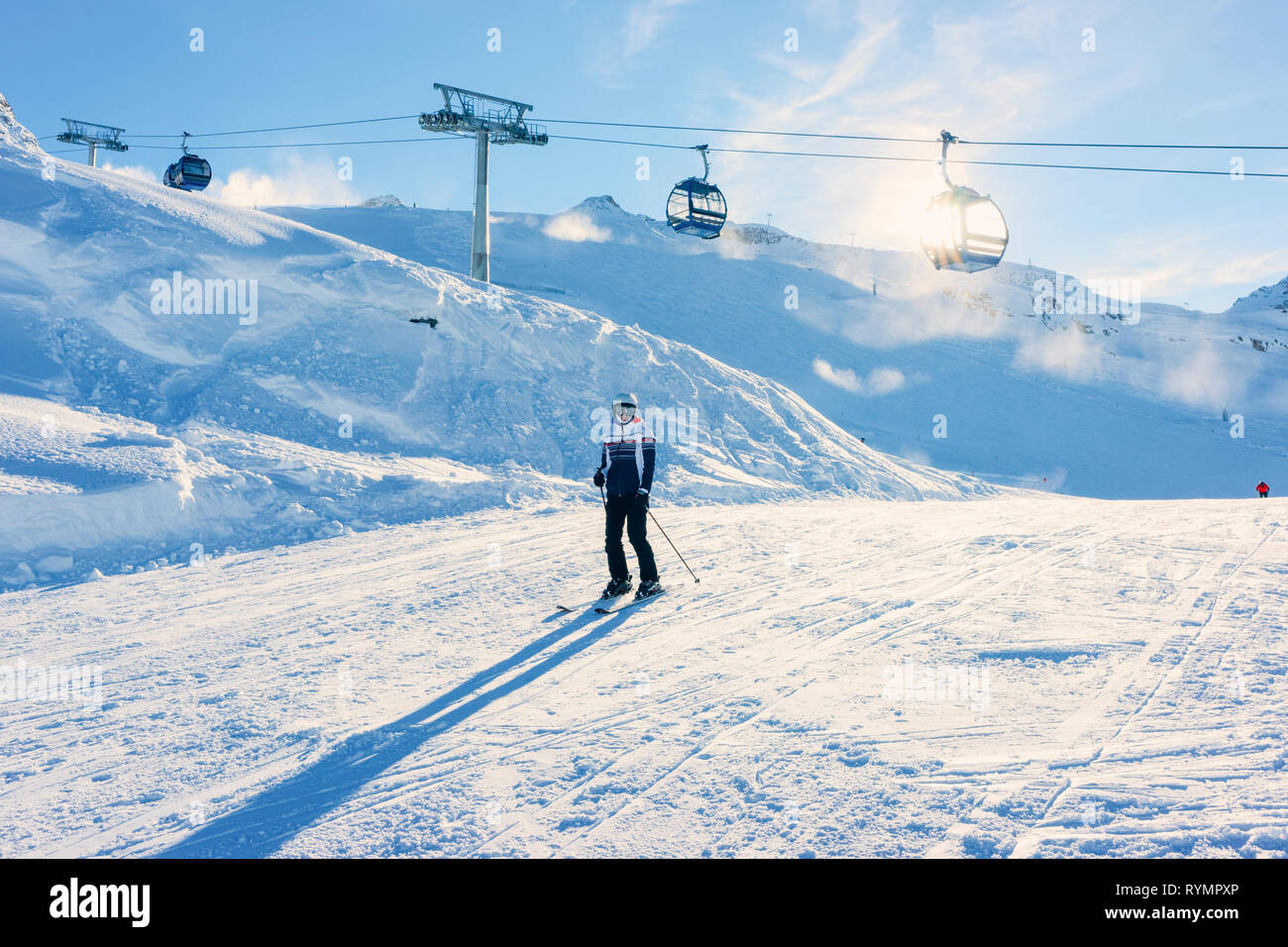 Man Skier at Hintertux Glacier ski resort in Zillertal in Tyrol ...