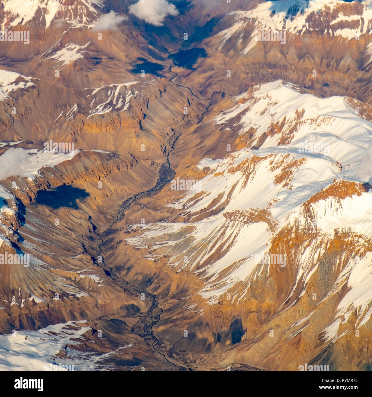 Somewhere above Afghanistan, close to Kabul. It was taken from an airplane. Stock Photo