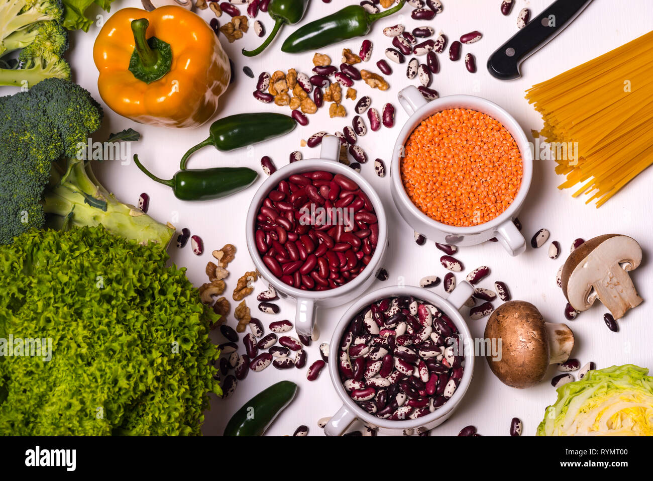 Beautiful fresh vegetables and fruits on white background. Detox diet ...