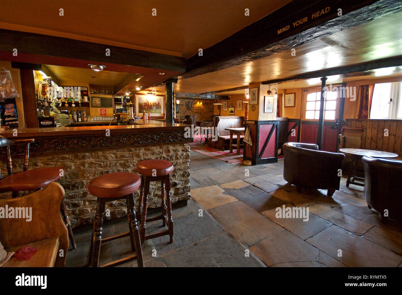 Interior of bar area at village pub. Horse and Jockey, Stanford in the