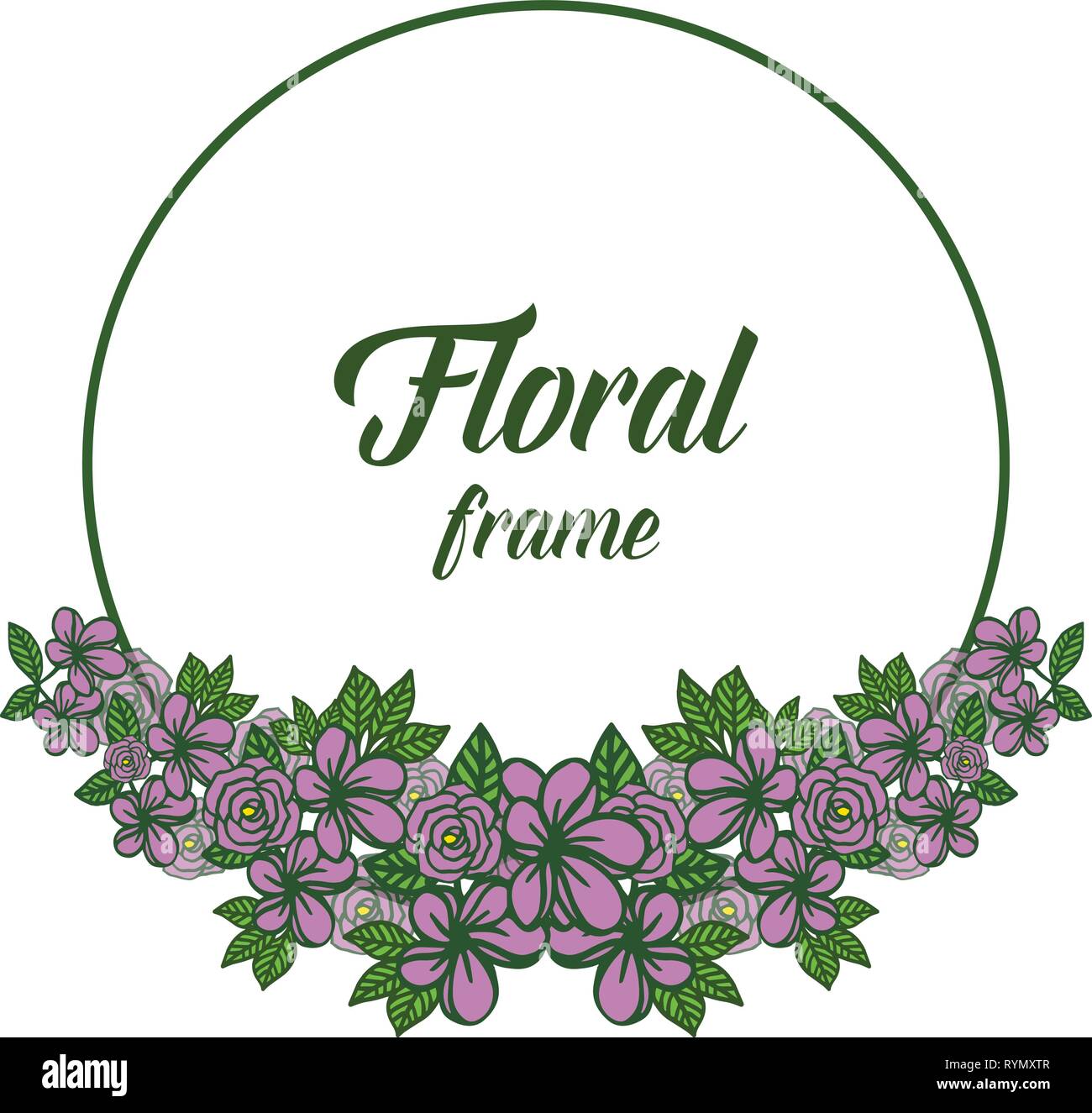 Vector illustration style artwork purple floral frame hand drawn Stock ...
