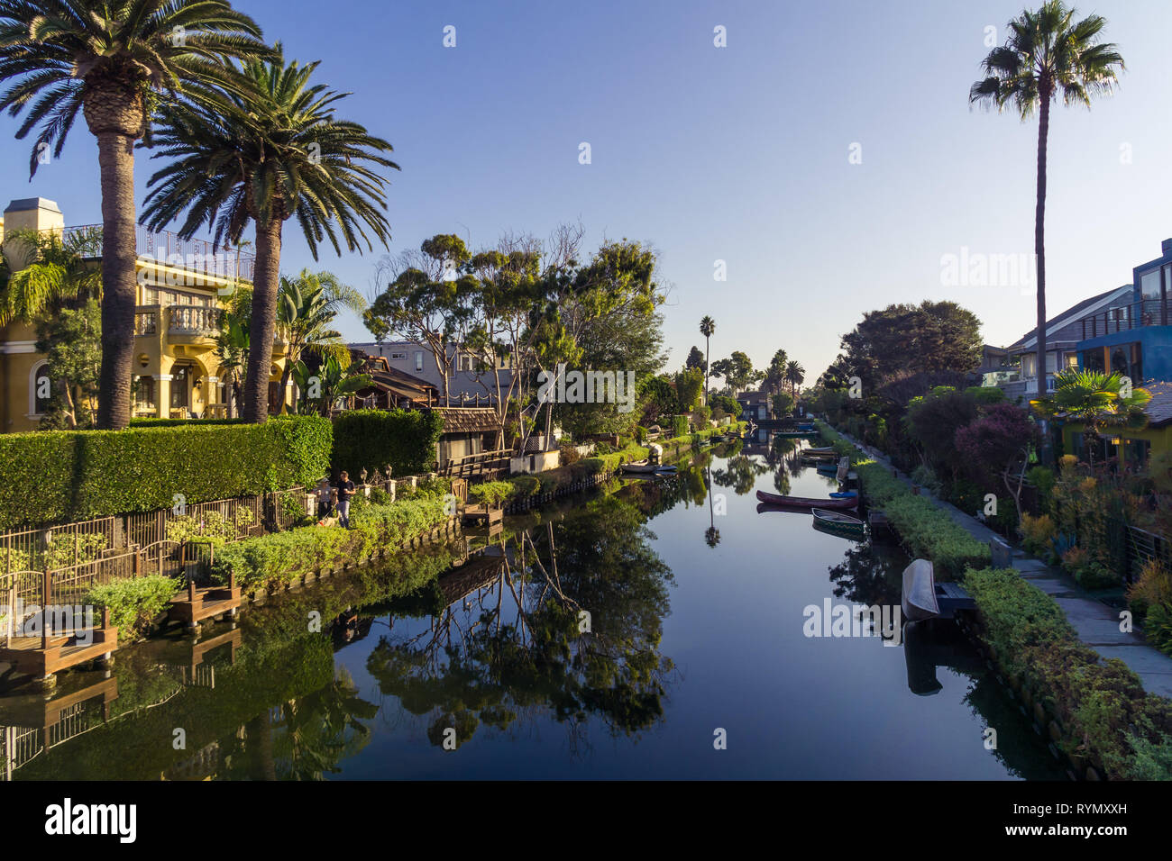 The residential part of Venice in Los Angeles - the Venice Canals Stock Photo