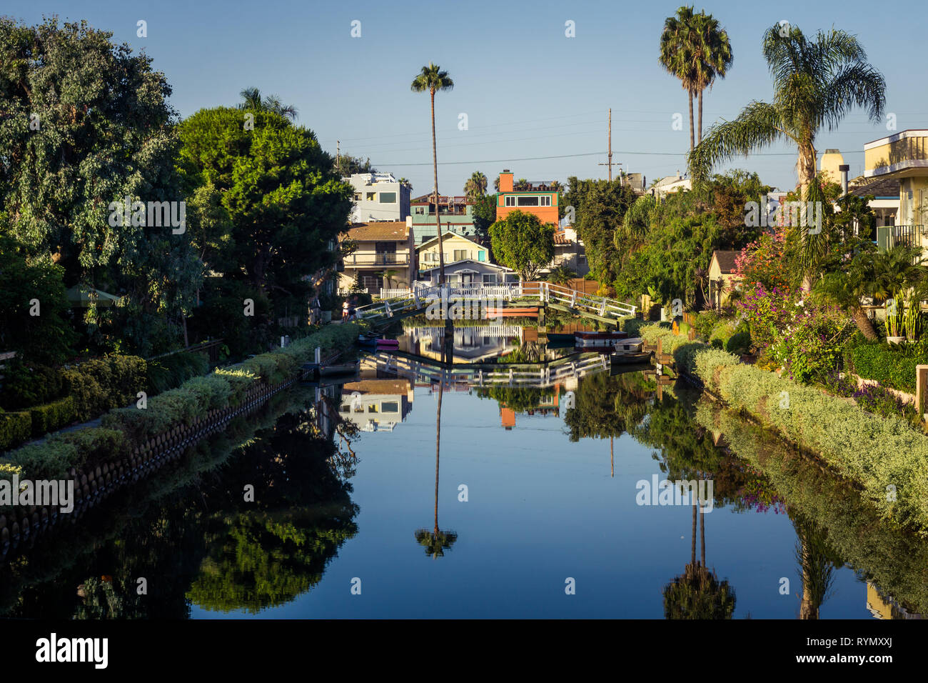The residential part of Venice in Los Angeles - the Venice Canals Stock Photo