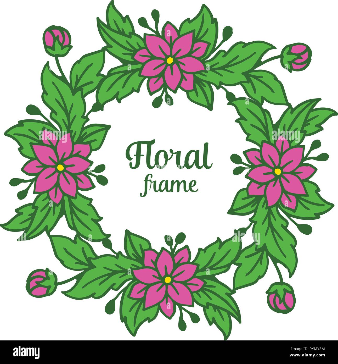 Vector illustration vintage card with purple floral frame hand drawn ...