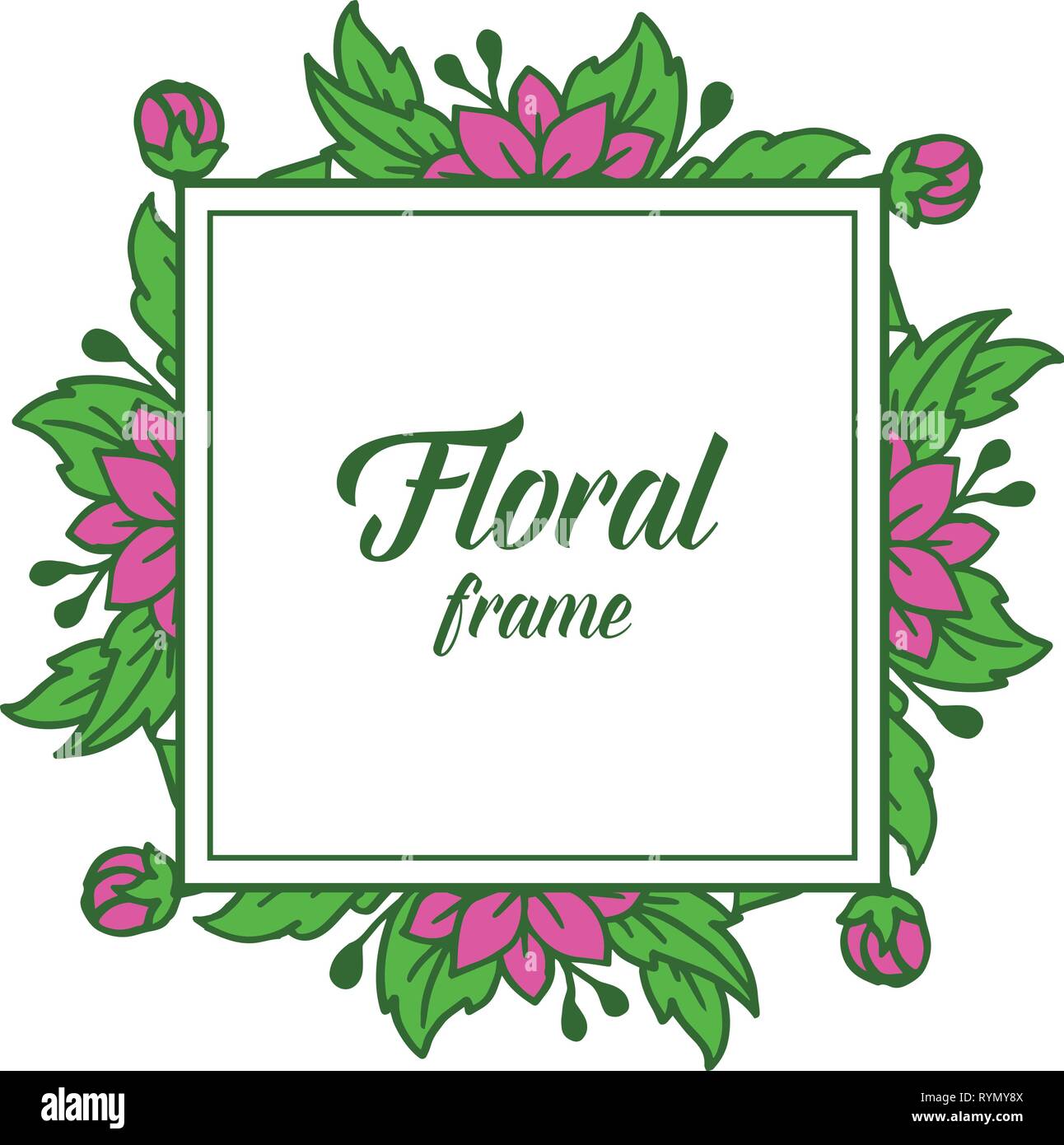 Vector illustration vintage card with purple floral frame hand drawn ...