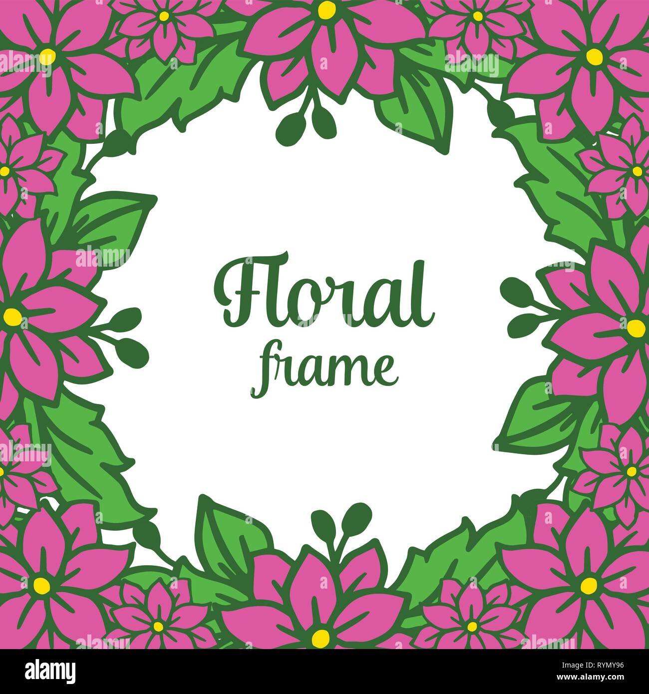 Vector illustration vintage card with purple floral frame hand drawn ...