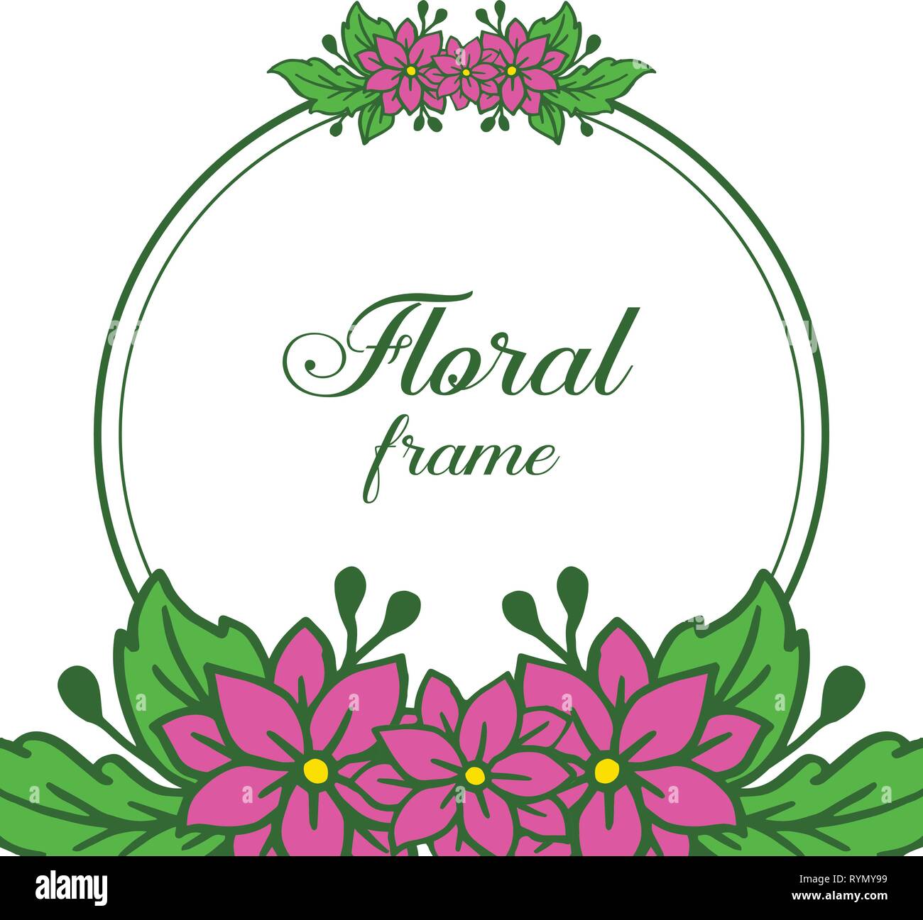 Vector illustration vintage card with purple floral frame hand drawn ...