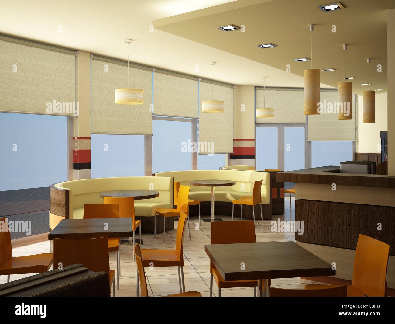 3d restaurant / fast food render Stock Photo - Alamy