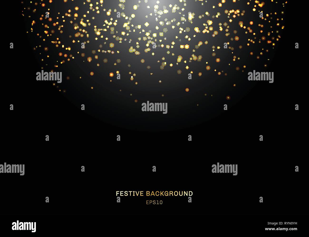Abstract falling golden glitter lights texture on a black background ...