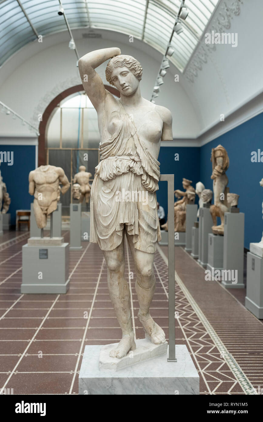 Copenhagen. Denmark. Wounded Amazon statue, ca. 150 AD. Ny Carlsberg Glyptotek.   Roman copy, dated ca. 150 AD, derived from an original thought to be Stock Photo
