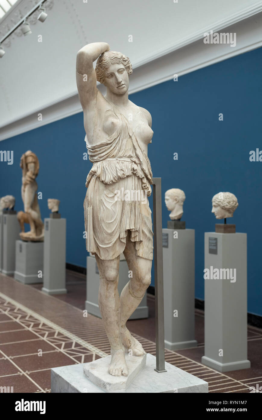 Copenhagen. Denmark. Wounded Amazon statue, ca. 150 AD. Ny Carlsberg Glyptotek.   Roman copy, dated ca. 150 AD, derived from an original thought to be Stock Photo