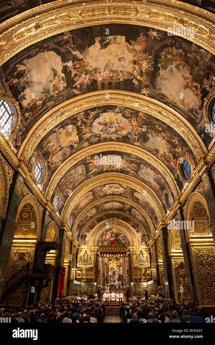 Mattia Preti interior at Saint Johns CoCathedral, Valletta, Malta