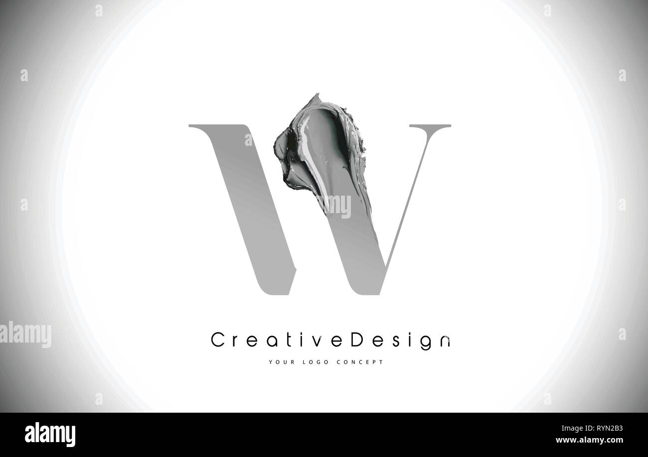 W Letter Design Brush Paint Stroke. Black W Letter Logo Icon with ...