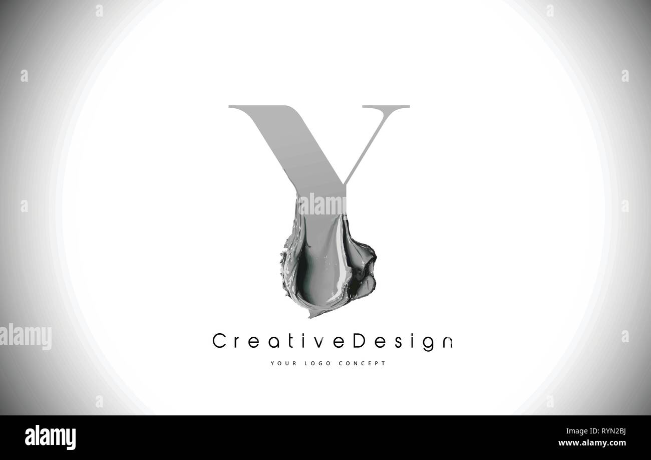 Y Letter Design Brush Paint Stroke. Black Y Letter Logo Icon with ...
