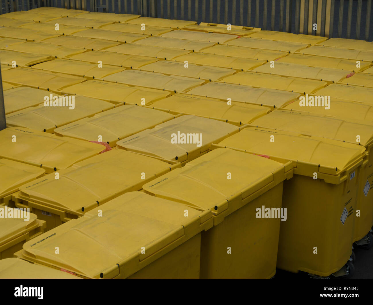 Yellow wheelie bins hires stock photography and images Alamy