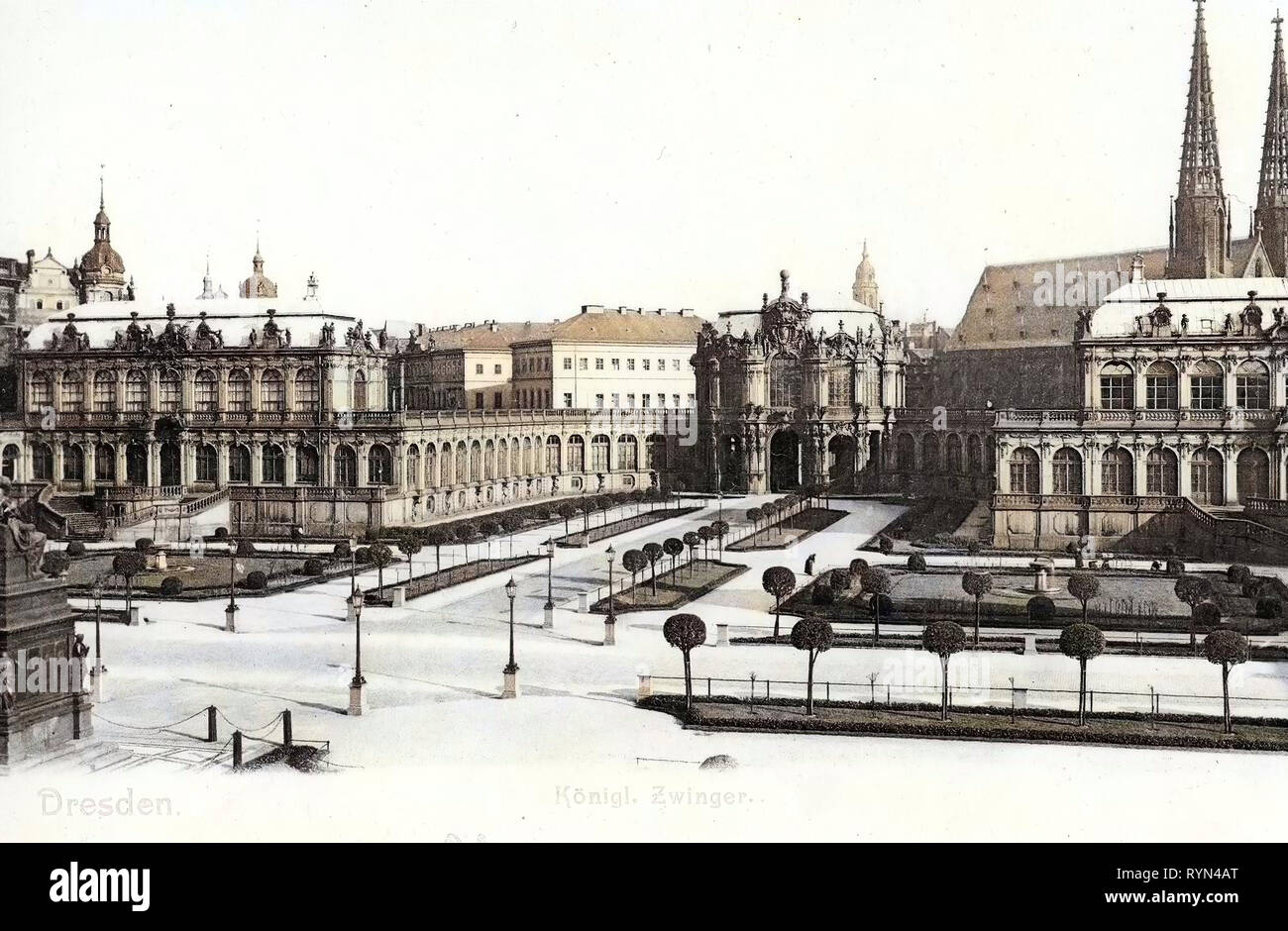 Zwinger, Dresden, Taschenbergpalais, Sophienkirche (Dresden), Monuments and memorials in Saxony, 1904, Königlicher Zwinger, Germany Stock Photo