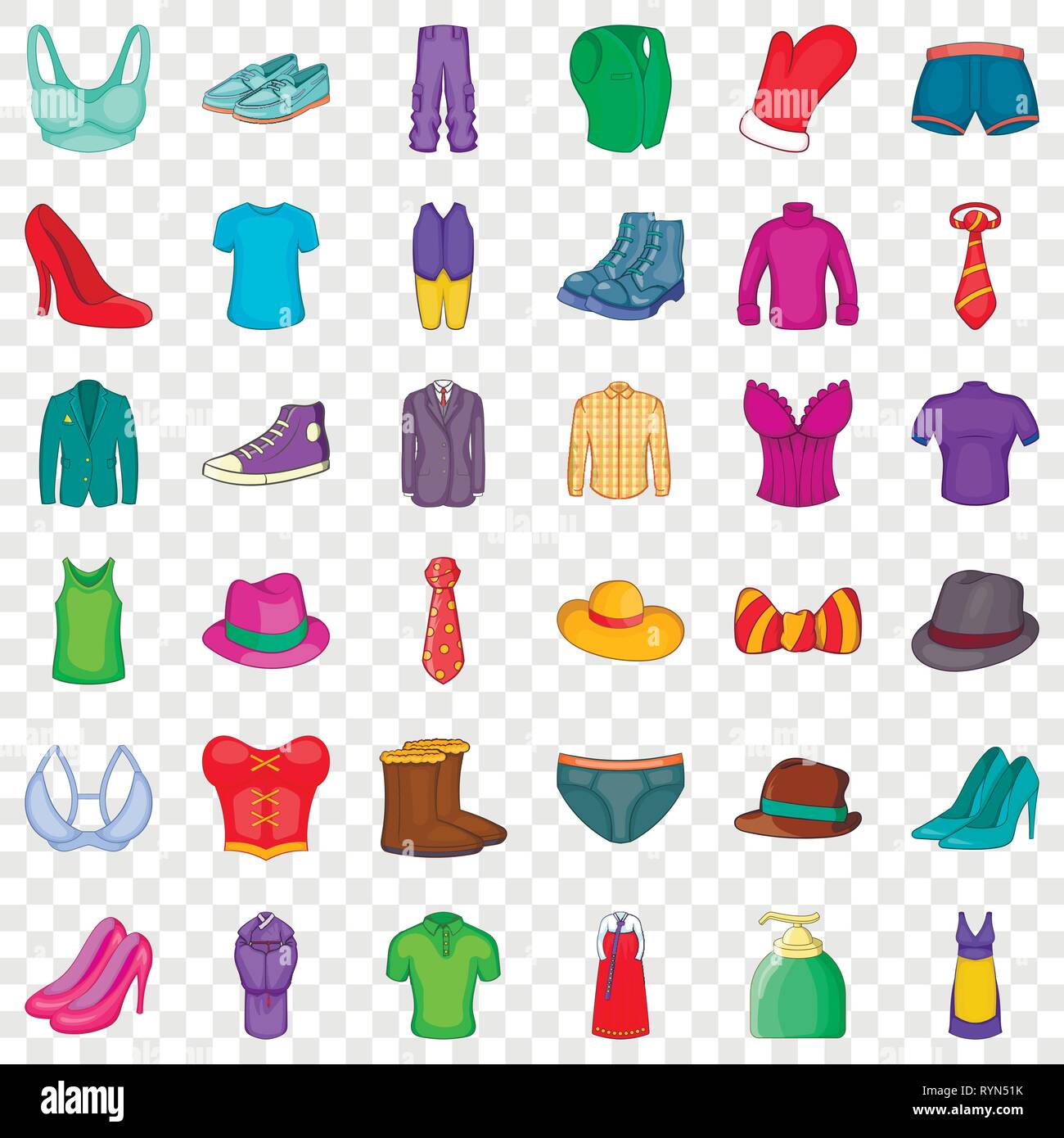 Different accessories icons set, cartoon style Stock Vector Image & Art