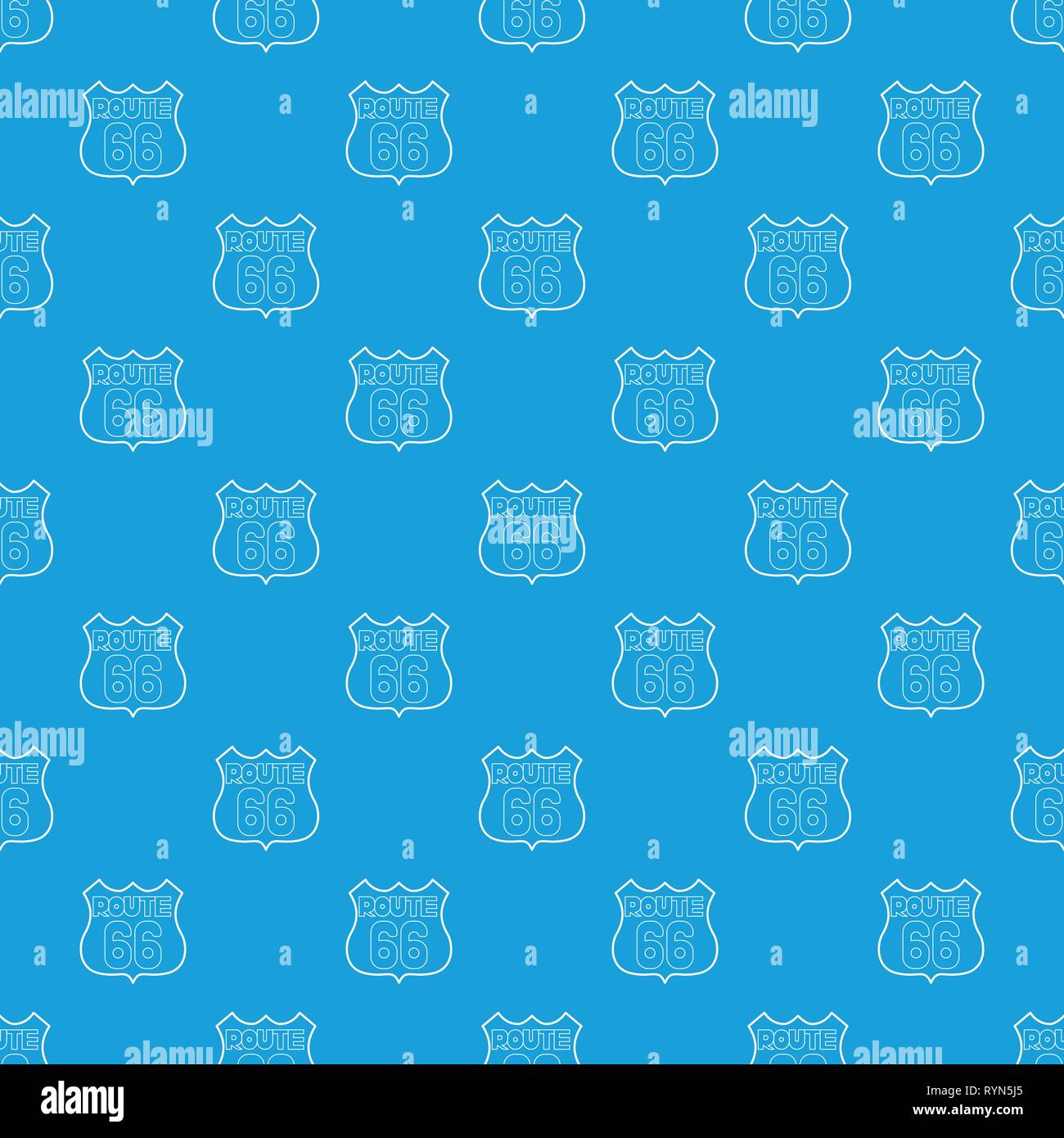 Route 66 shield pattern vector seamless blue Stock Vector
