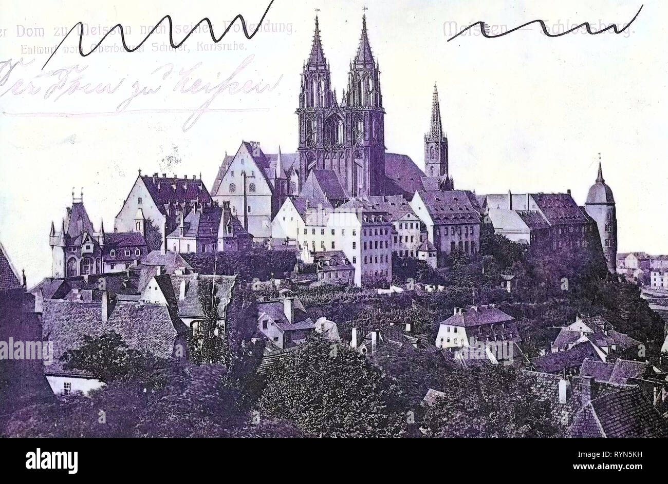 Meissen Cathedral, Albrechtsburg, 1904, Meißen, Schloßberg und Dom nach Vollendung, Modell, Germany Stock Photo