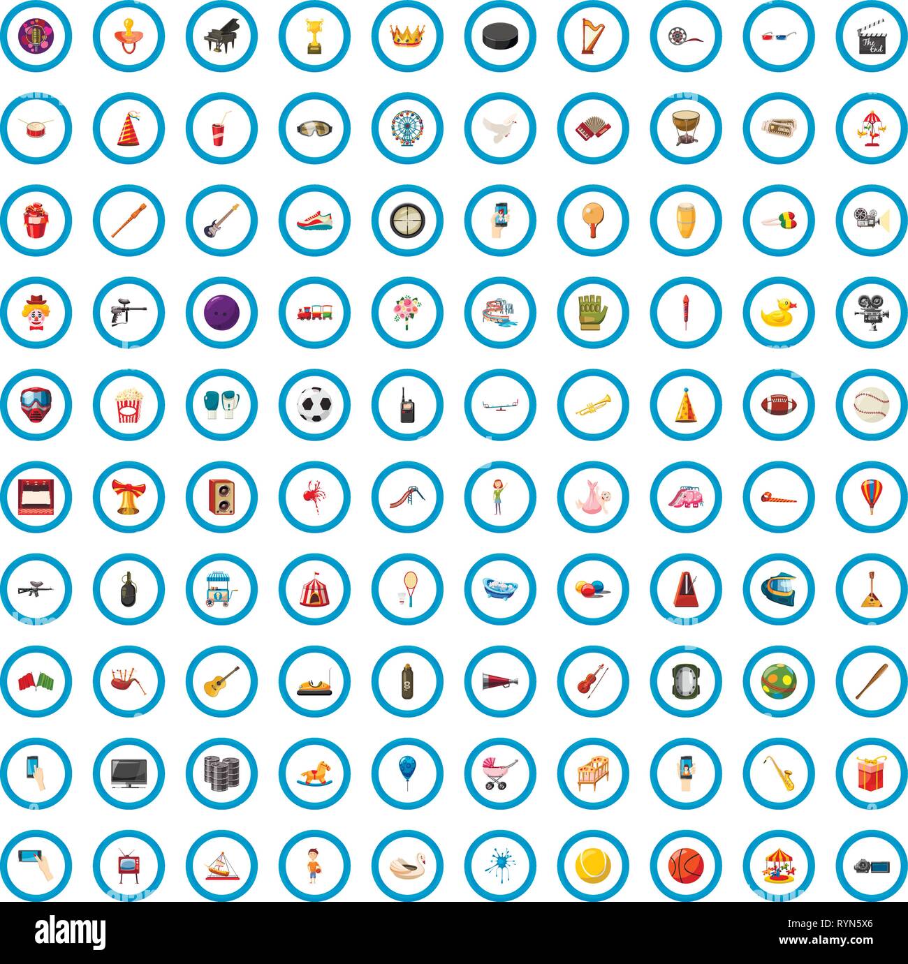 100 gamble set, cartoon style Stock Vector