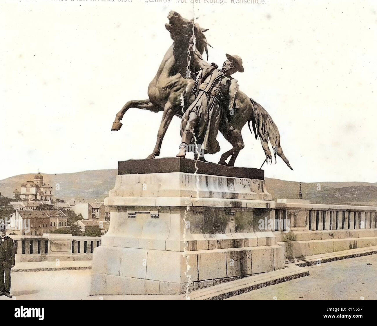 Csikós statue, 1904, Budapest, Csikos vor der königlichen Reitschule, Hungary Stock Photo