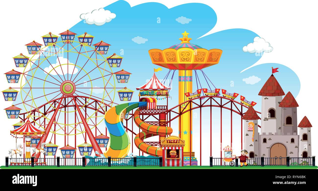 Theme park background scene illustration Stock Vector Image & Art - Alamy