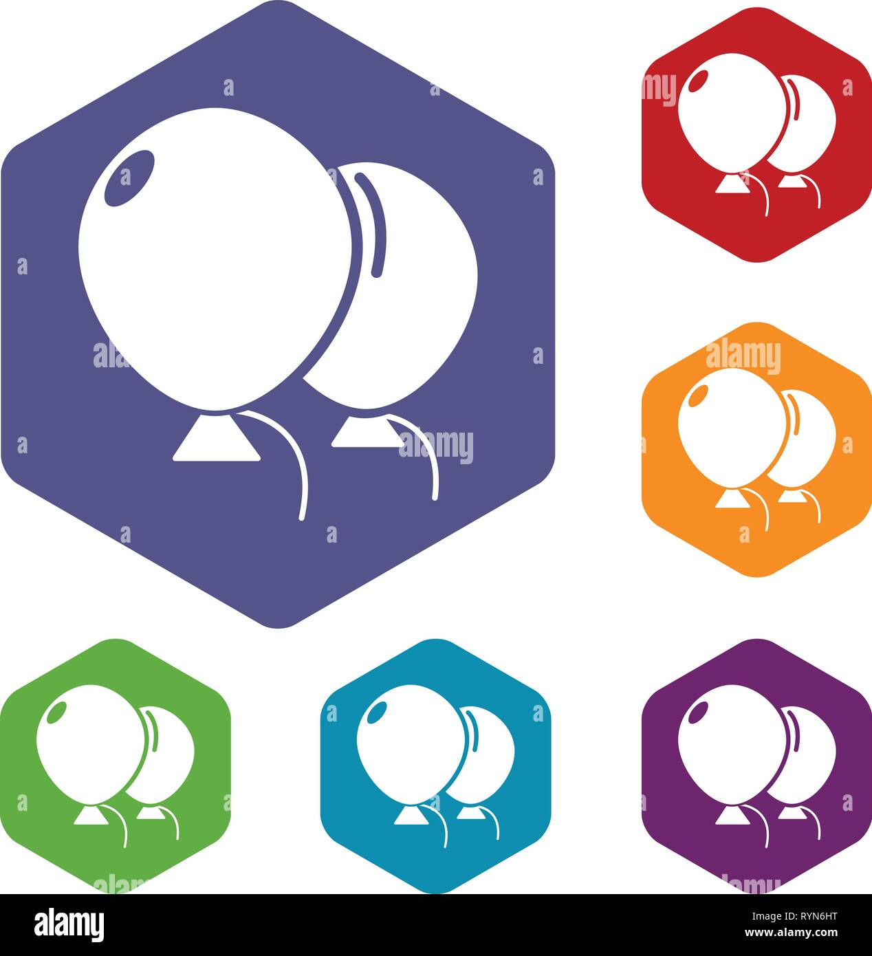 Wedding ballons icons vector hexahedron Stock Vector