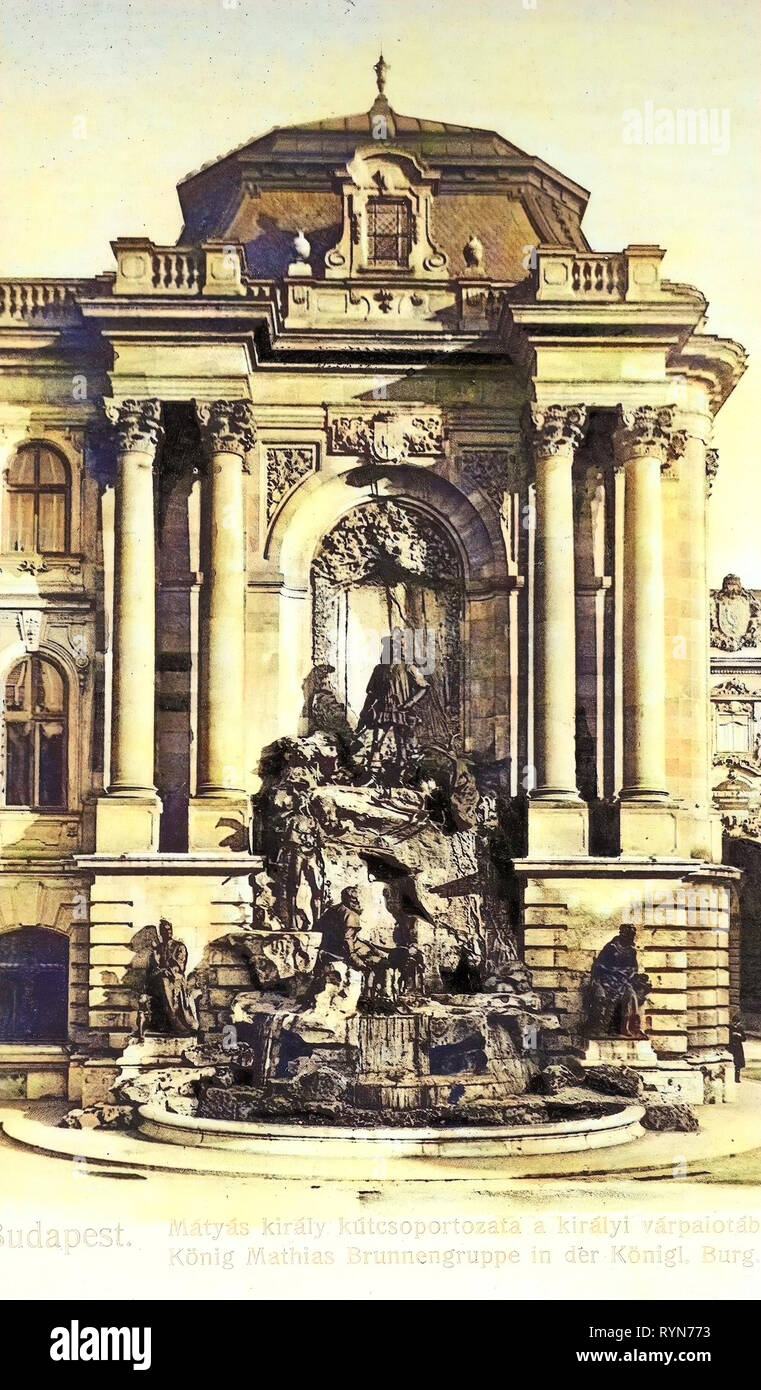 Matthias Fountain, 1905, Budapest, König Mathias, Brunnengruppe der Königliche Burg, Hungary Stock Photo