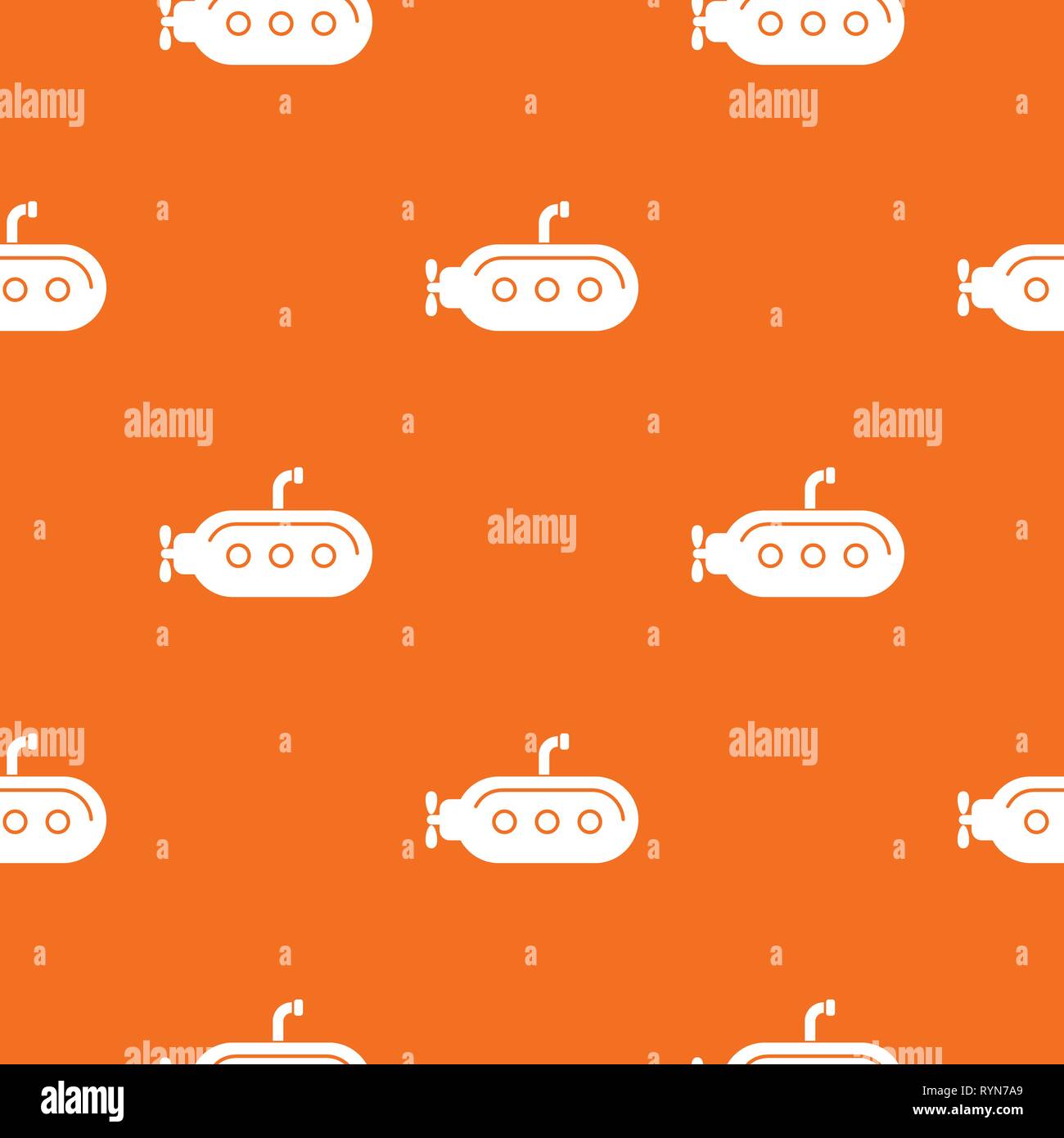 Submarine with periscope pattern vector orange Stock Vector