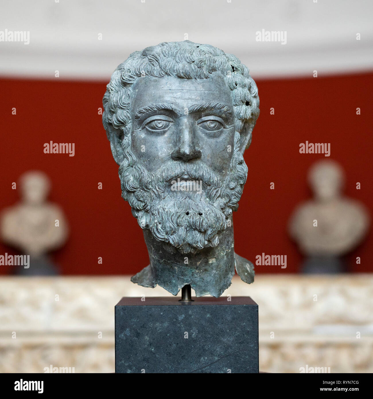 Copenhagen. Denmark. Portrait bust of Roman Emperor Septimius Severus. Ny Carlsberg Glyptotek.  Lucius Septimius Severus Augustus (11 April 145 – 4 Fe Stock Photo