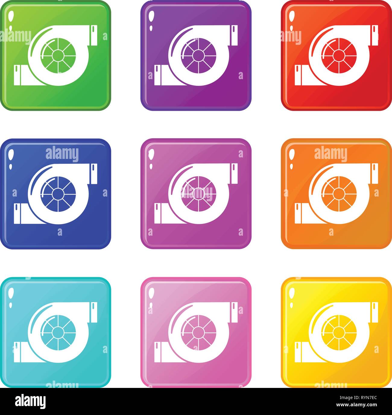 Air filter icons set 9 color collection Stock Vector