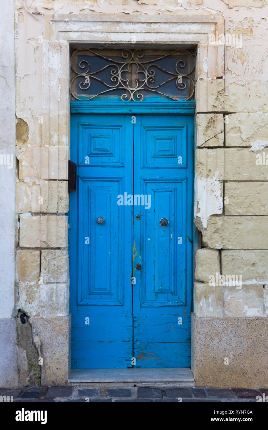 View at traditional front door from building on Malta Stock Photo Alamy