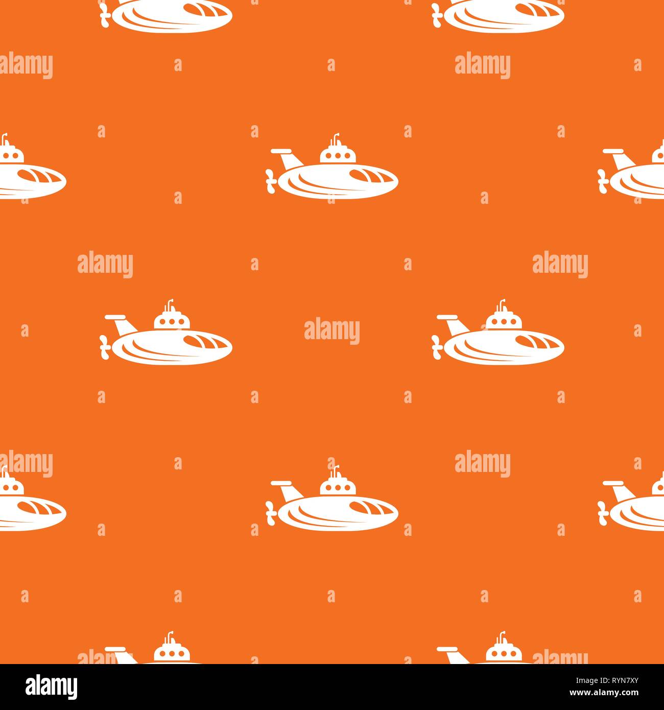 Oval submarine pattern vector orange Stock Vector