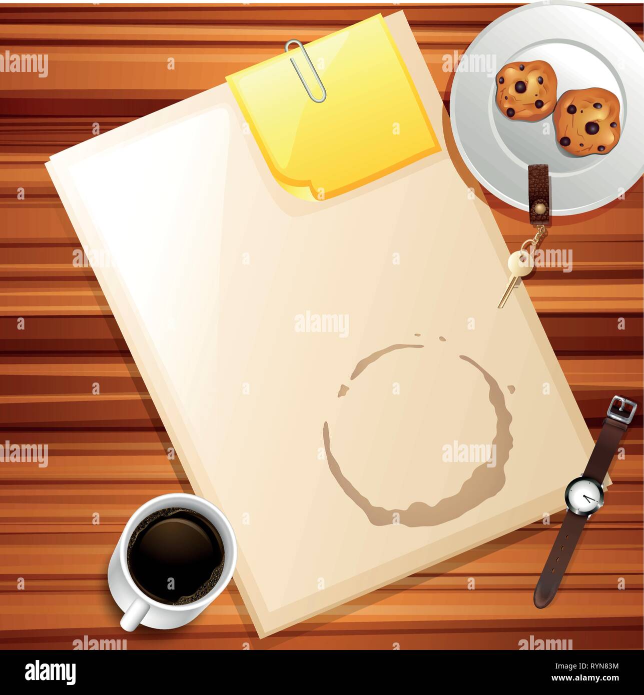 A top view of work space illustration Stock Vector