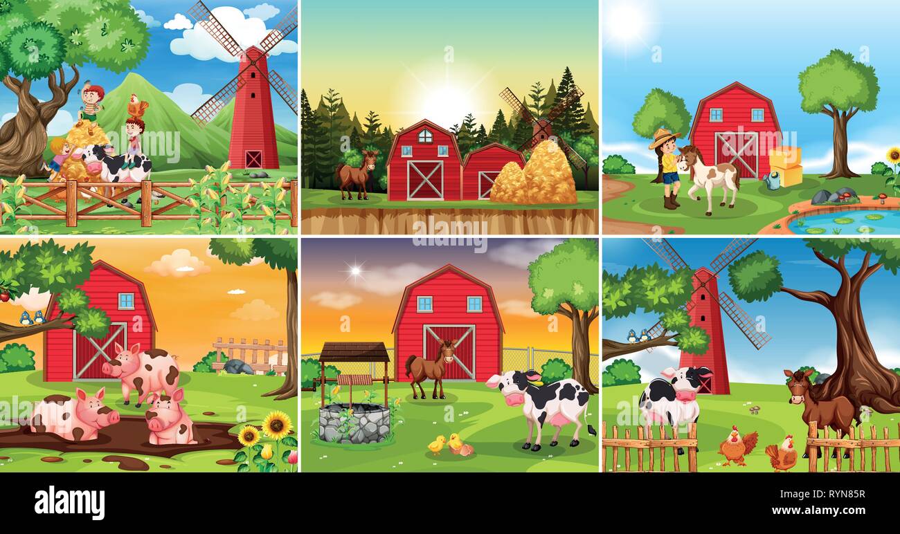 Set of farmland scene illustration Stock Vector Image & Art - Alamy