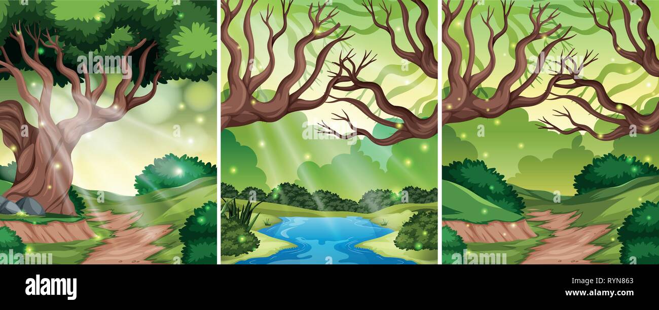 Set of Forest Scene illustration Stock Vector Image & Art - Alamy